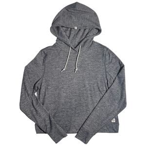 Rhoback Tempo Performance Hoodie Womens Small Gray Soft Stretch Pullover Crop
